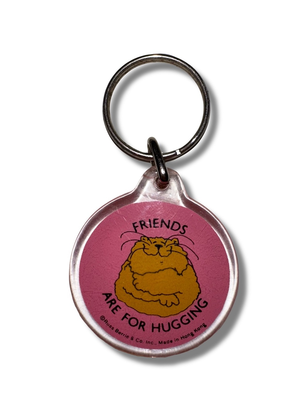 Vtg “Friends Are For Hugging” Cat Keychain